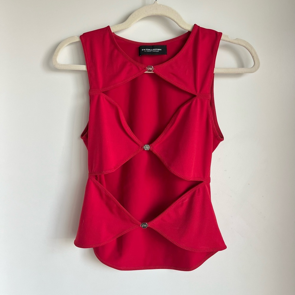 Express red Cutout Tank with Decorative Buttons